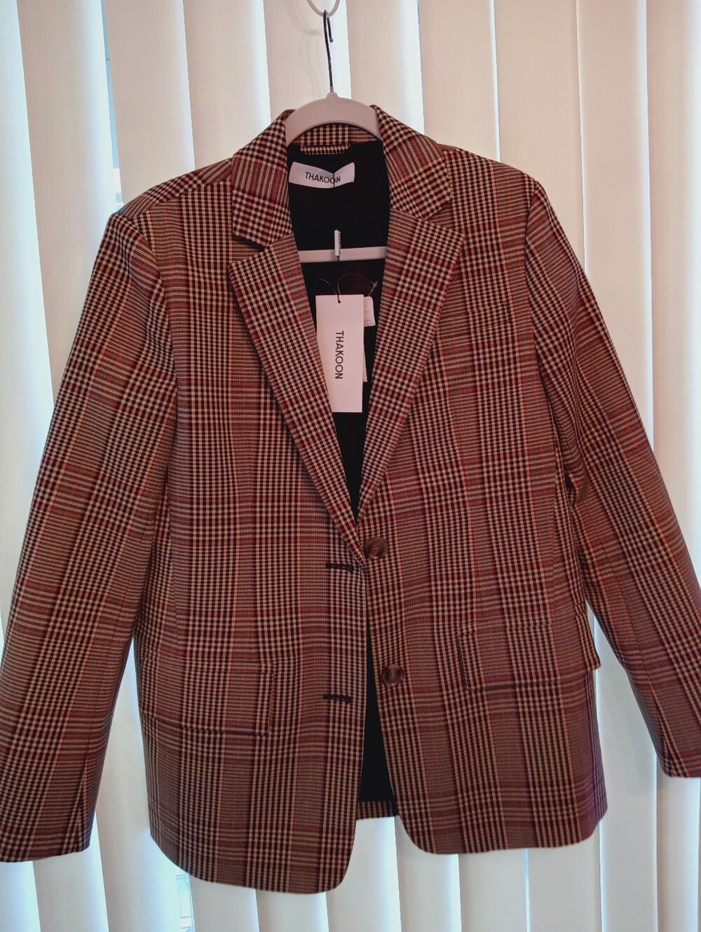 Thakoon Women's Blazer Size 4 Classic Plaid Blazer Brown